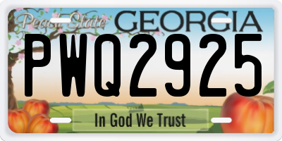 GA license plate PWQ2925