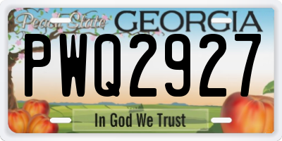 GA license plate PWQ2927