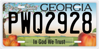 GA license plate PWQ2928