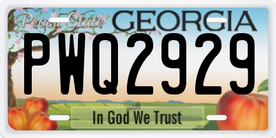 GA license plate PWQ2929