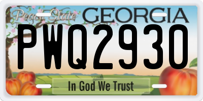 GA license plate PWQ2930