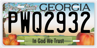 GA license plate PWQ2932
