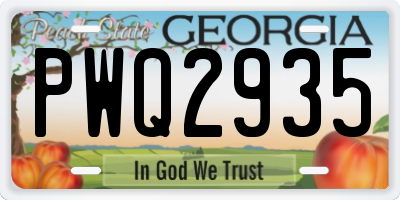 GA license plate PWQ2935