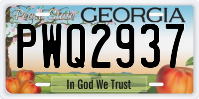 GA license plate PWQ2937
