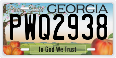 GA license plate PWQ2938