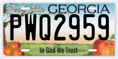 GA license plate PWQ2959