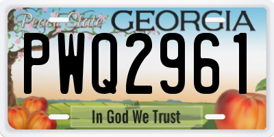 GA license plate PWQ2961