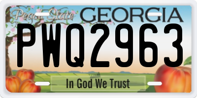 GA license plate PWQ2963