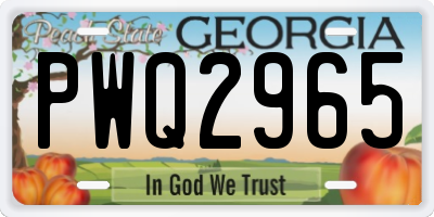 GA license plate PWQ2965