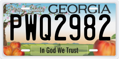 GA license plate PWQ2982