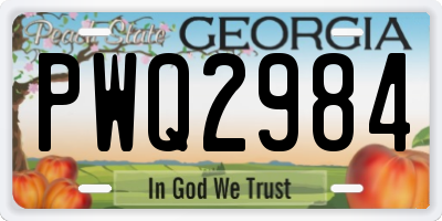 GA license plate PWQ2984