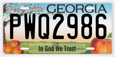 GA license plate PWQ2986