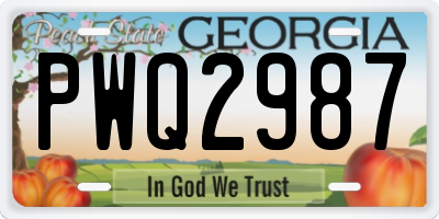 GA license plate PWQ2987
