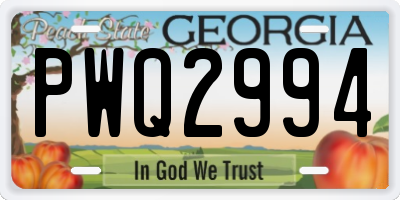 GA license plate PWQ2994