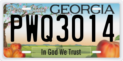 GA license plate PWQ3014