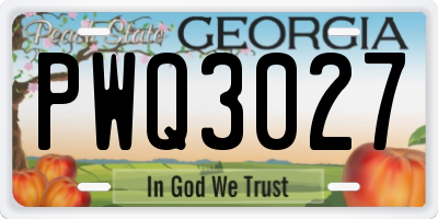 GA license plate PWQ3027
