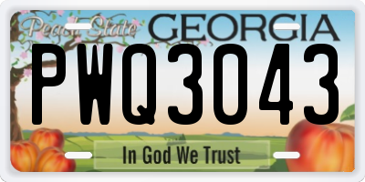 GA license plate PWQ3043