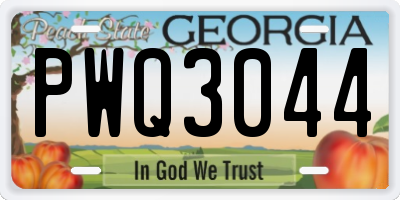 GA license plate PWQ3044