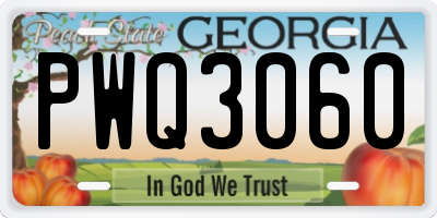 GA license plate PWQ3060
