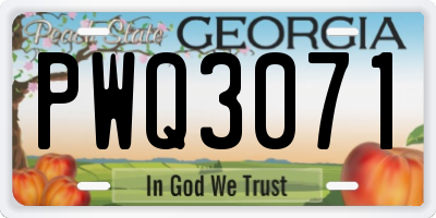 GA license plate PWQ3071