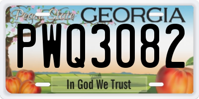 GA license plate PWQ3082