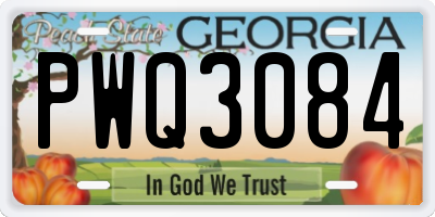 GA license plate PWQ3084