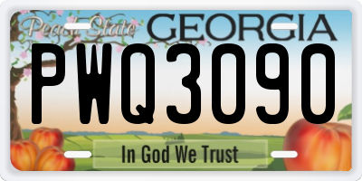 GA license plate PWQ3090