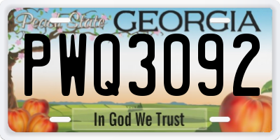 GA license plate PWQ3092