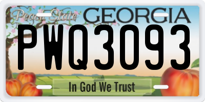 GA license plate PWQ3093