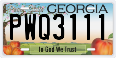 GA license plate PWQ3111