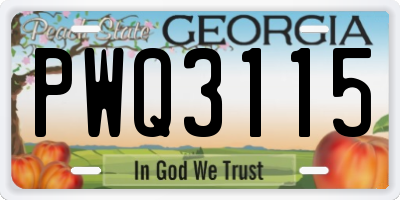 GA license plate PWQ3115