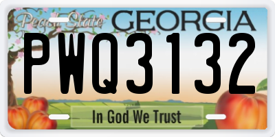 GA license plate PWQ3132