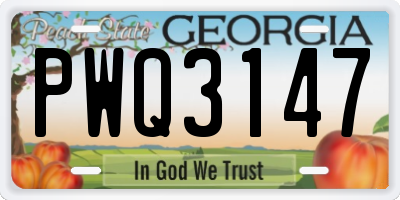 GA license plate PWQ3147