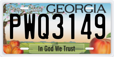 GA license plate PWQ3149