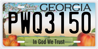 GA license plate PWQ3150