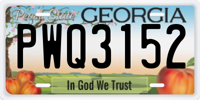 GA license plate PWQ3152