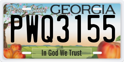 GA license plate PWQ3155
