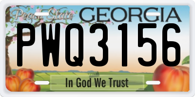 GA license plate PWQ3156