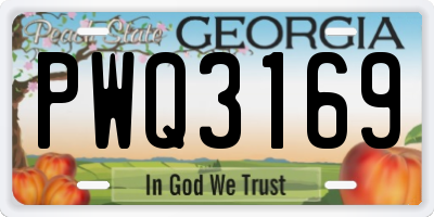 GA license plate PWQ3169