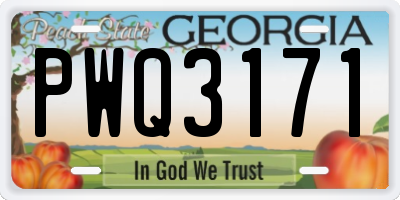 GA license plate PWQ3171