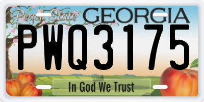 GA license plate PWQ3175