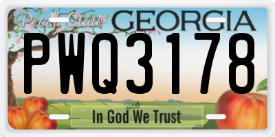 GA license plate PWQ3178