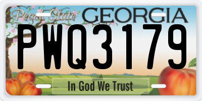 GA license plate PWQ3179