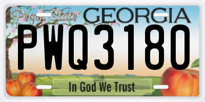 GA license plate PWQ3180