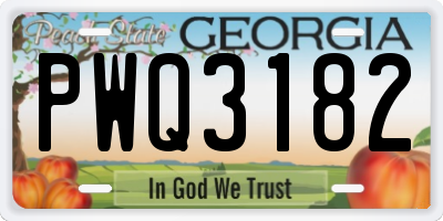 GA license plate PWQ3182