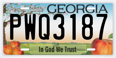GA license plate PWQ3187