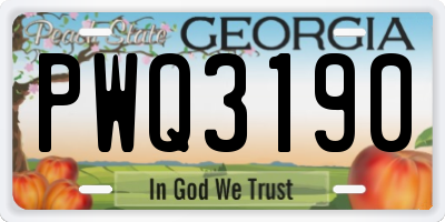 GA license plate PWQ3190