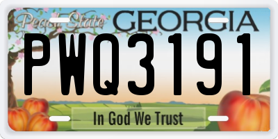 GA license plate PWQ3191