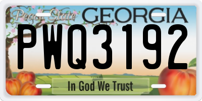 GA license plate PWQ3192
