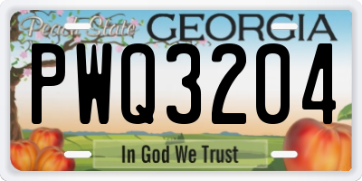 GA license plate PWQ3204